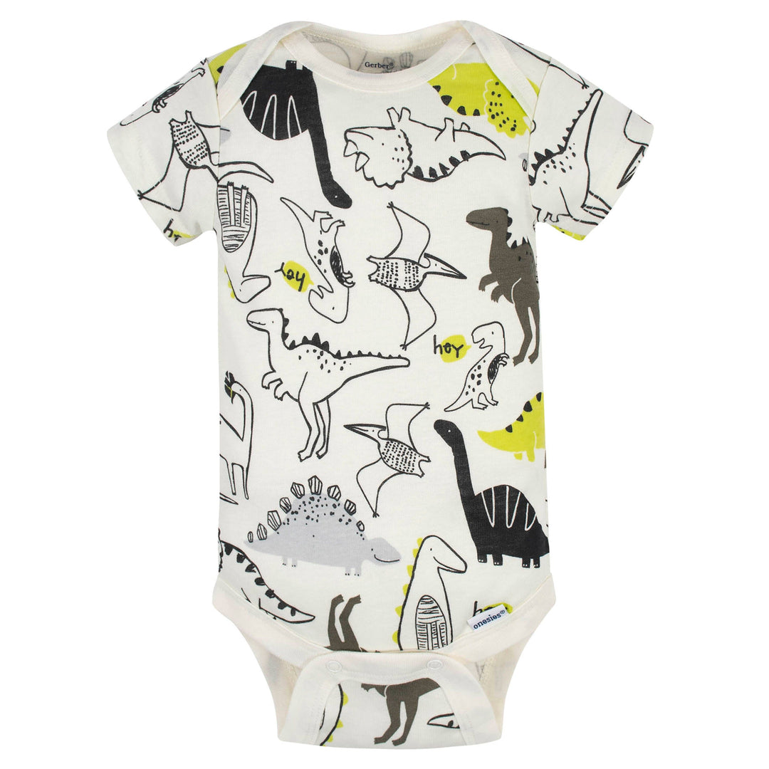 3-Pack Baby Boys Camo Dinosaur Short Sleeve Onesies® Bodysuits