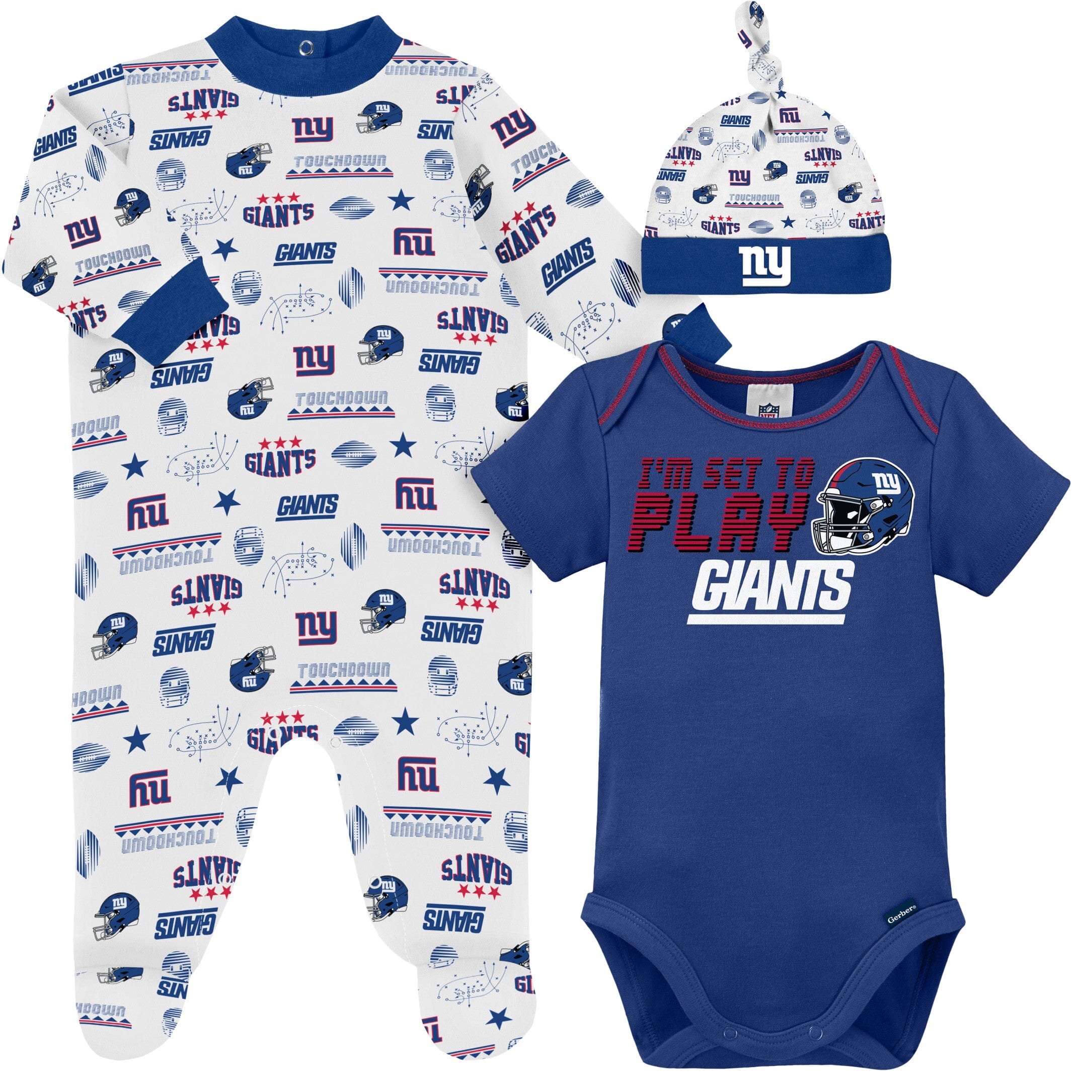 Gerber Baby Boys 3-Piece Bodysuit Set - NFL Arizona Cardinals Sleep N Play With Cap