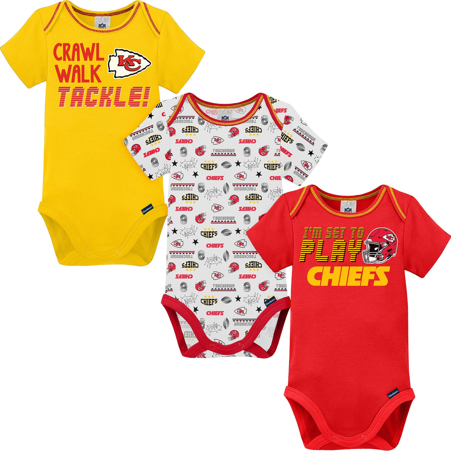 3-Pack Baby Boys Kansas City Chiefs Short Sleeve Bodysuits
