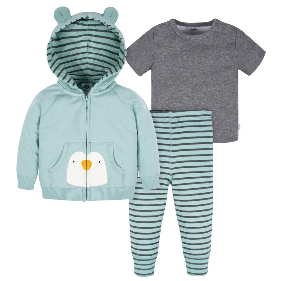 3-Piece Infant & Toddler Boys Penguin Hoodie, T-Shirt & Active Pant Set