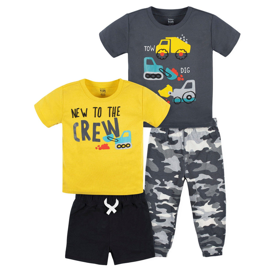 4-Piece Infant & Toddler Boys Ready To Roll Tees, Shorts & Pants Set