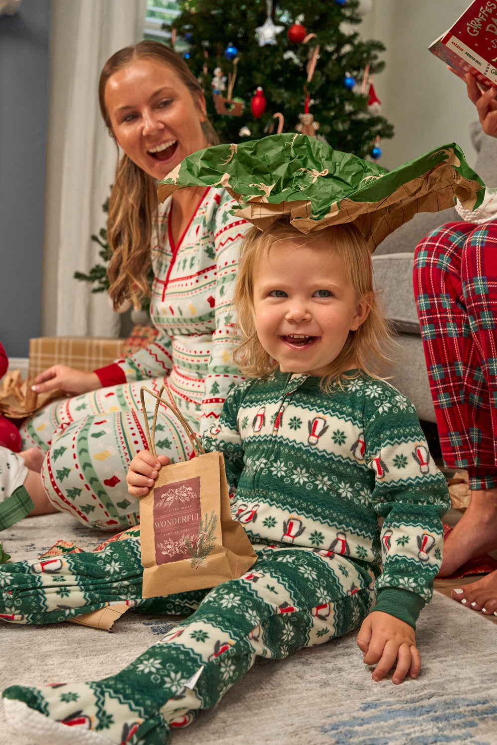 Baby & Toddler Neutral Green Fair Isle Footed Fleece Pajamas sleepwear Gerber®