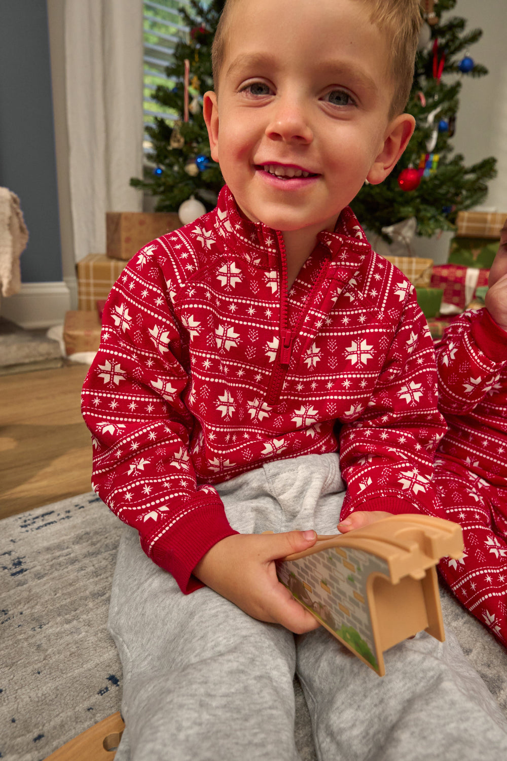 2-Piece Infant & Toddler Boys Red Snowflakes Fleece Top and Pants outfits Gerber®