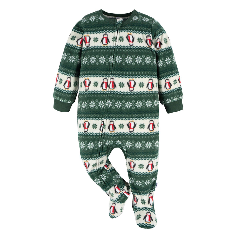 Baby & Toddler Neutral Green Fair Isle Footed Fleece Pajamas Sleepwear Gerber®