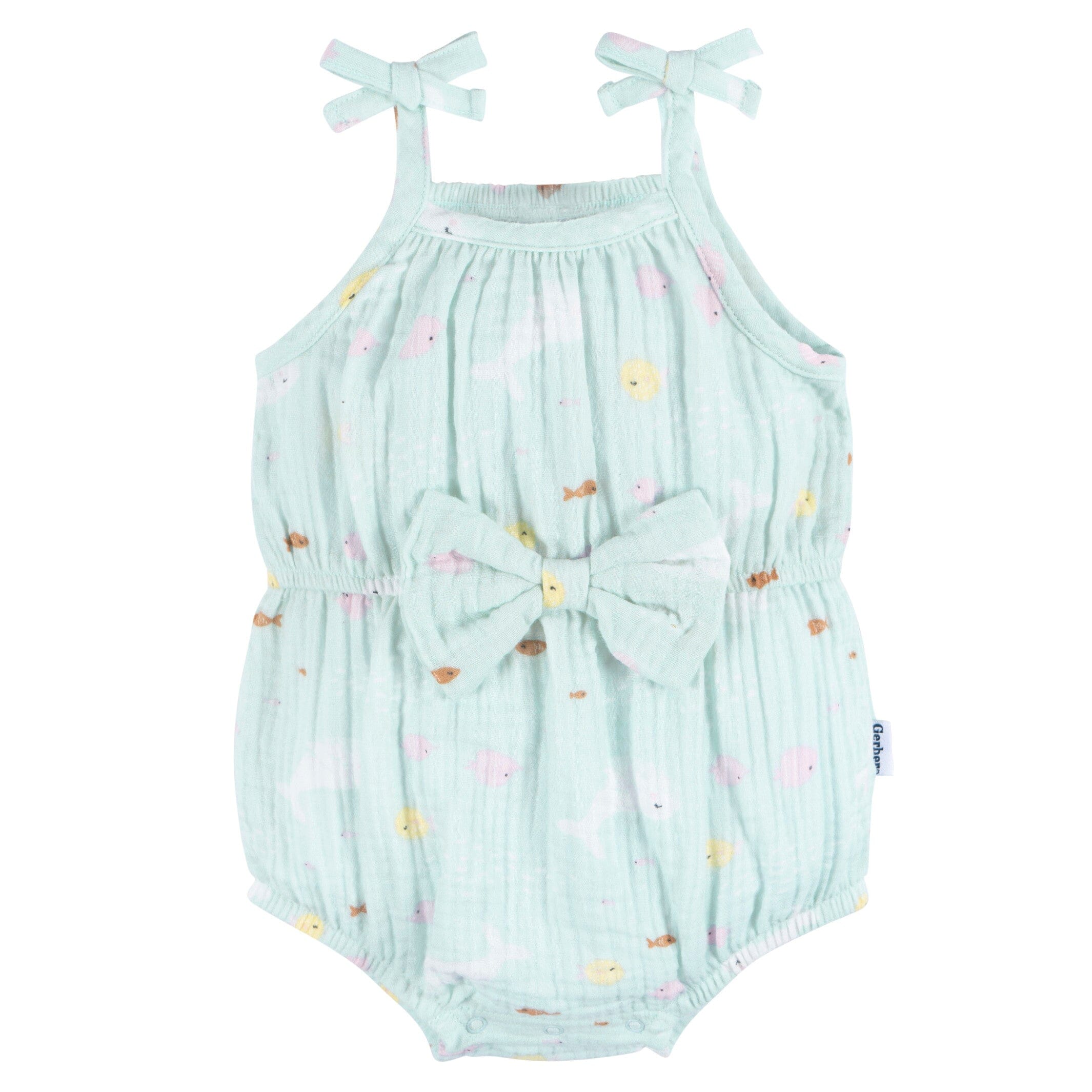 Girls Linen Romper Ocean Blue