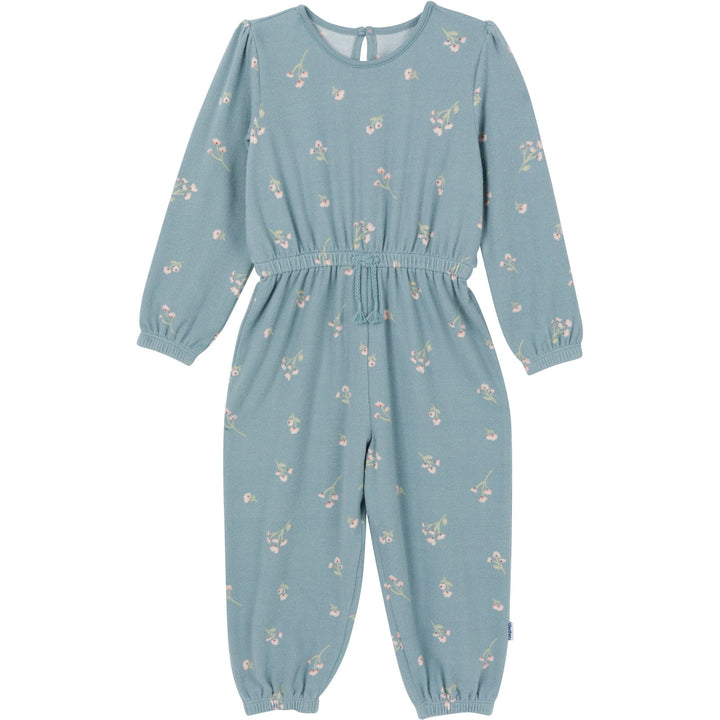 Toddler Girls Blue Floral Hacci Jumpsuit