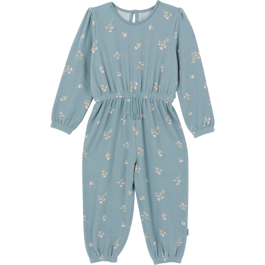 Toddler Girls Blue Floral Hacci Jumpsuit