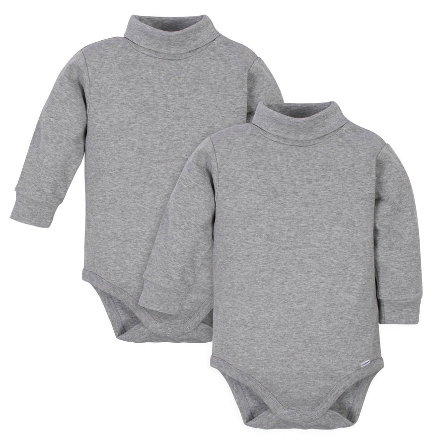 2-Pack Baby & Toddler Neutral Grey Heather Long Sleeve Turtleneck Onesies® Bodysuits