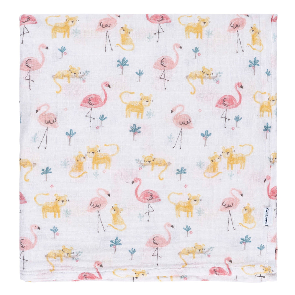 2-Pack Baby Girls Animal Geo Muslin Blanket
