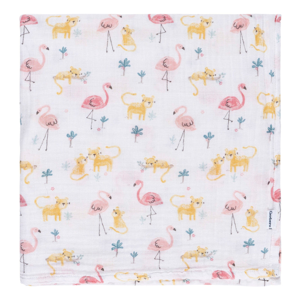 2-Pack Baby Girls Animal Geo Muslin Blanket