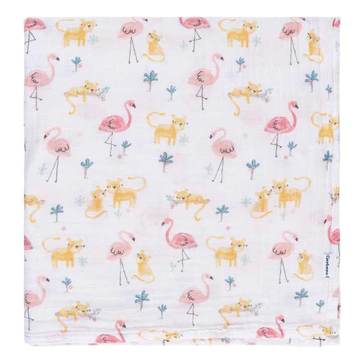 2-Pack Baby Girls Animal Geo Muslin Blanket