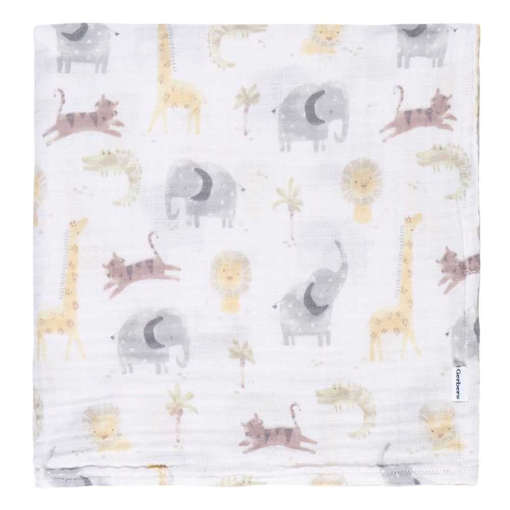 2-Pack Baby Neutral Animal Geo Muslin Blanket