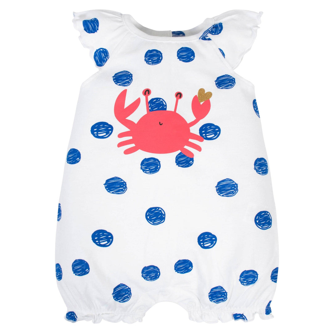 2-Pack Baby Girls Crab Rompers