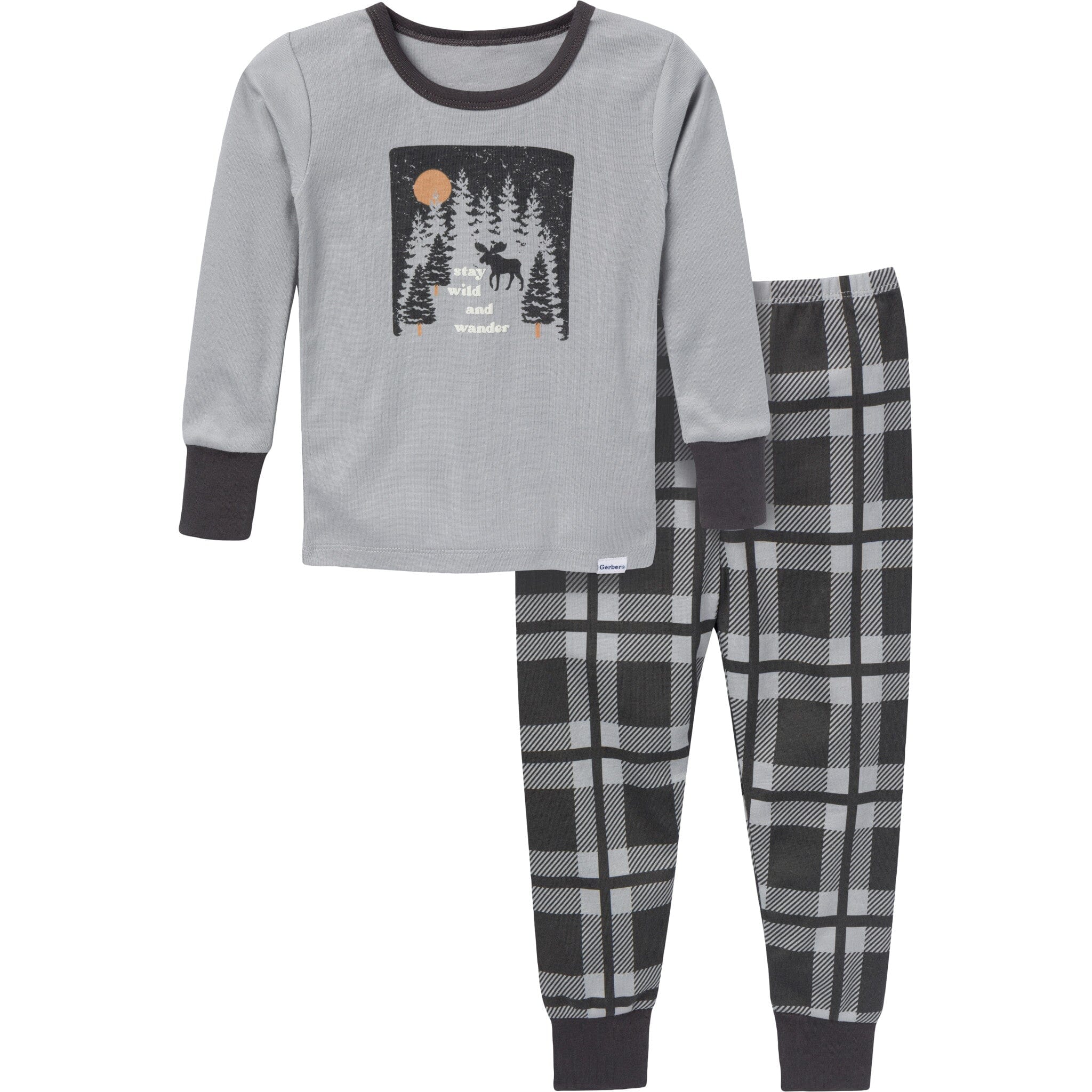 Kids Long John Pajama Set - Moose main image 1