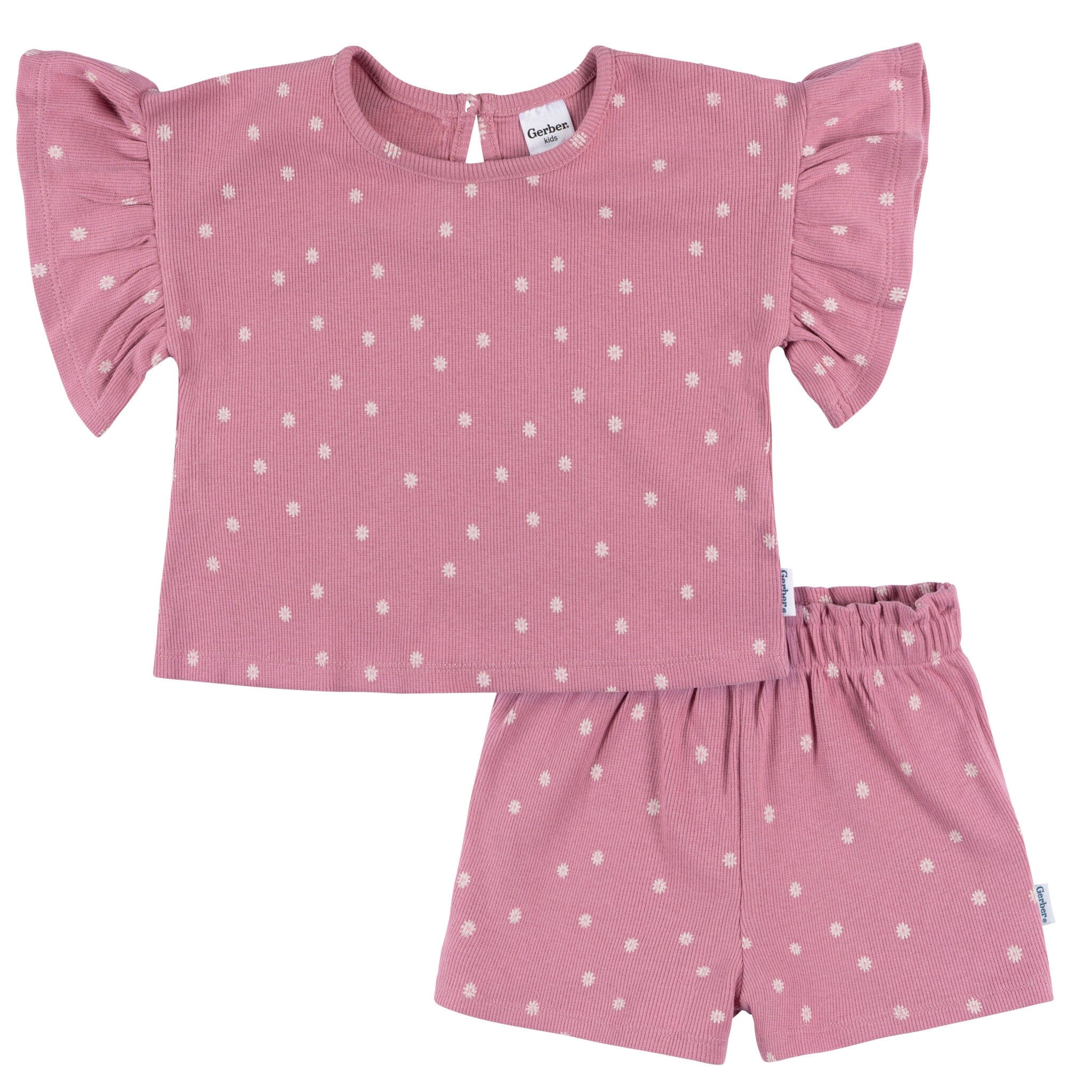 Boys & Girls Unisex Fruit Printed Shirt & Short Co-Ord Set Pink Red