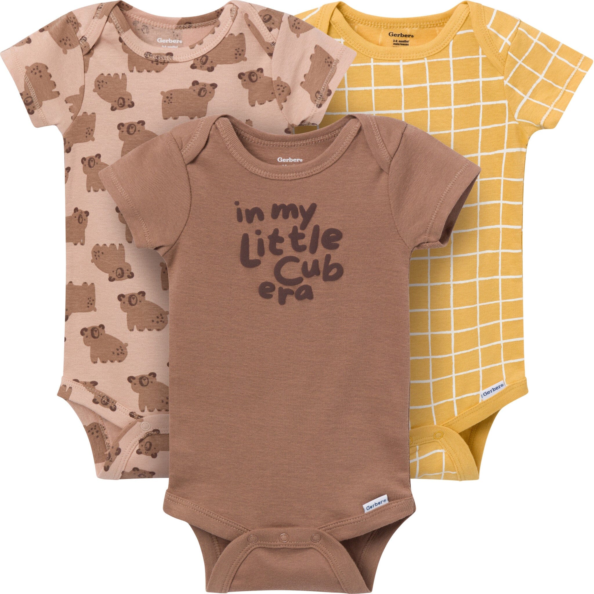 3-Pack Baby Boys Little Cub Short Sleeve Onesies® Bodysuits