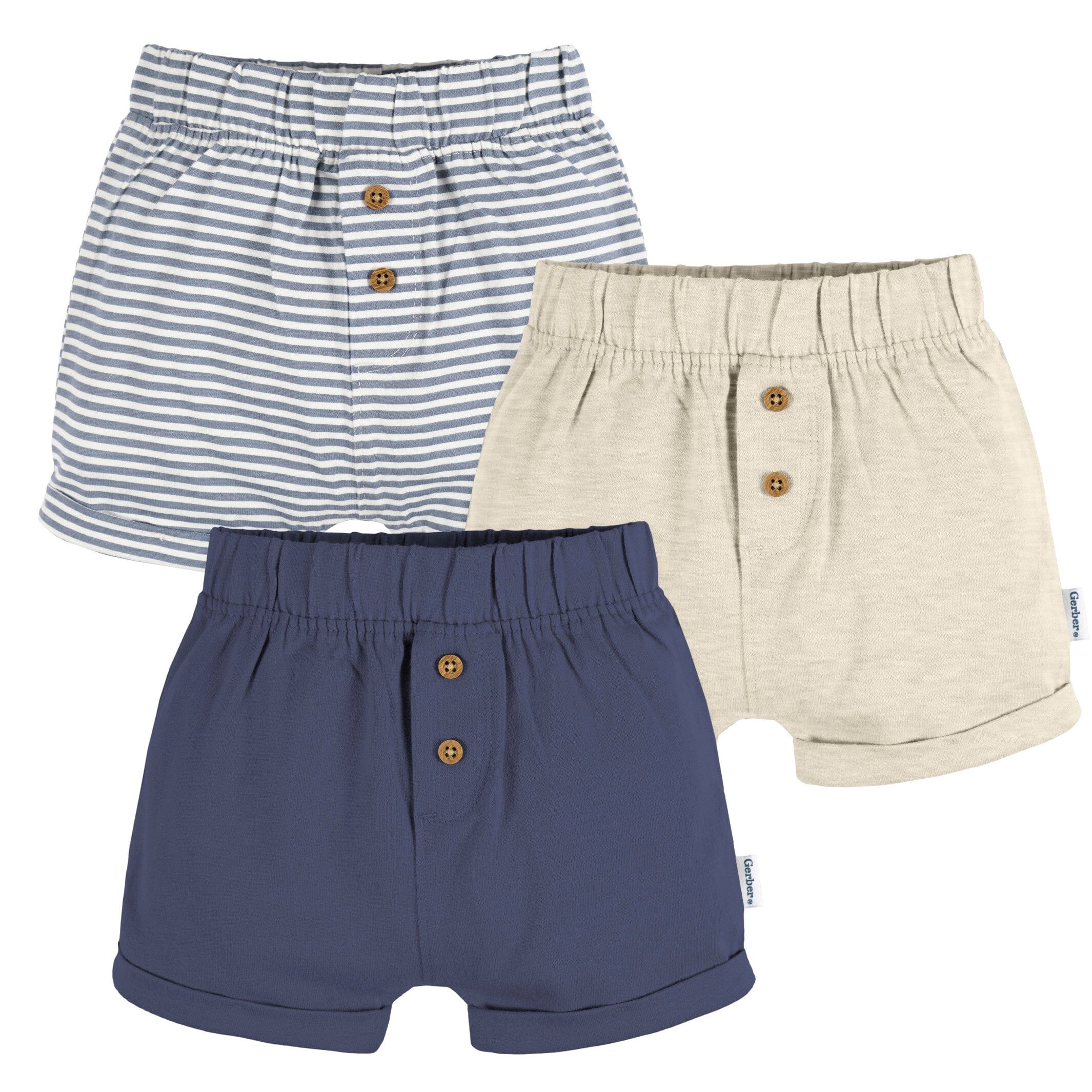 Babyhug Knit Knee Length Text Printed Shorts - Navy Blue main image 0