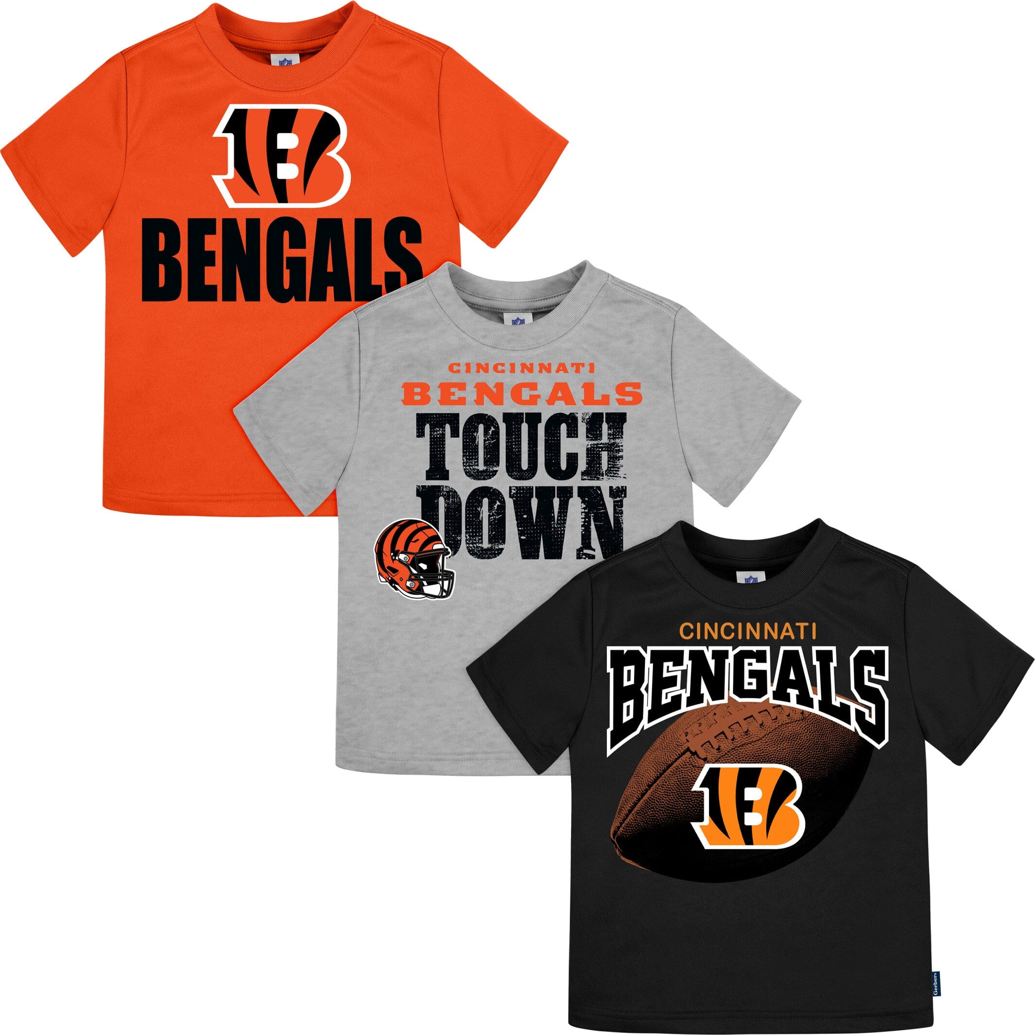 NFL 3-Pack Infant & Toddler Boys Bengals Short Sleeve Tees - 12mo