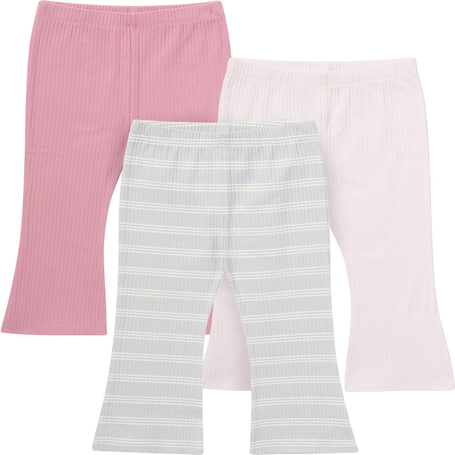 3-Pack Infant & Toddler Girls Gray and Pink Textured Flare Leggings bottoms Gerber®