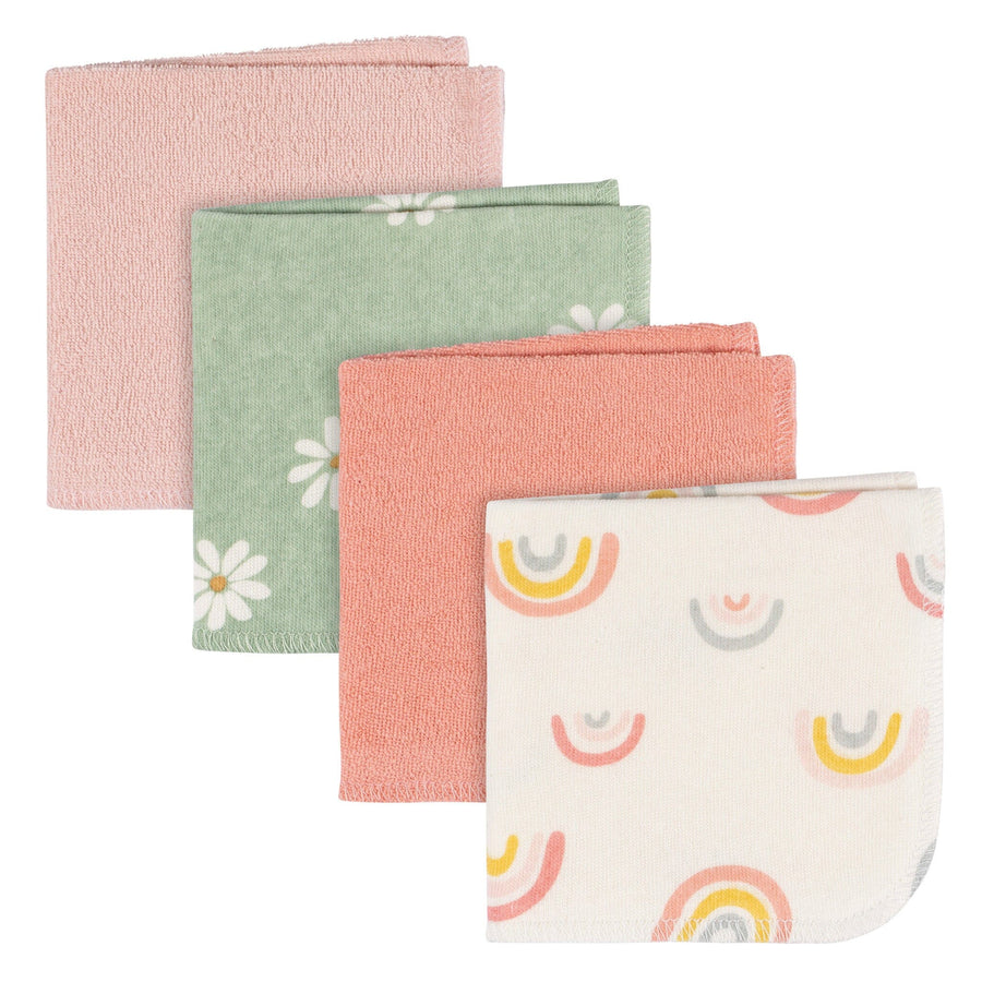 4-Pack Baby Girls Rainbow Terry Washcloths Bath Gerber®