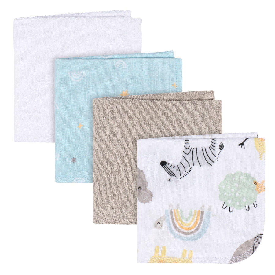 4-Pack Baby Neutral Little Animals Terry Washcloths Bath Gerber®