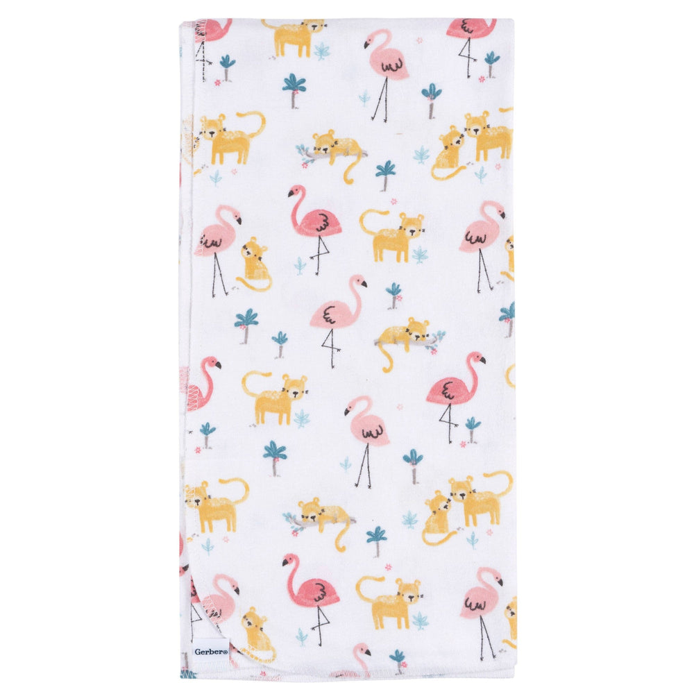 4-Pack Baby Girls Animal Geo Flannel Blankets