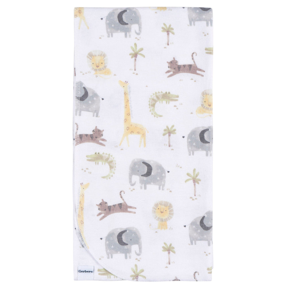 4-Pack Baby Neutral Animal Geo Flannel Blankets