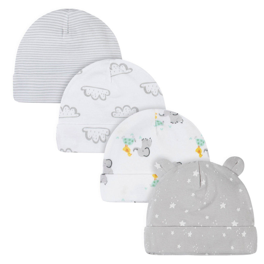 4-Pack Baby Neutral Baby Animals Caps