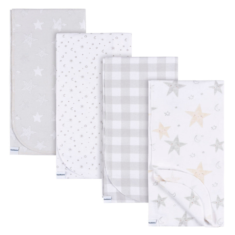 4-Pack Baby Neutral Celestial Flannel Blankets