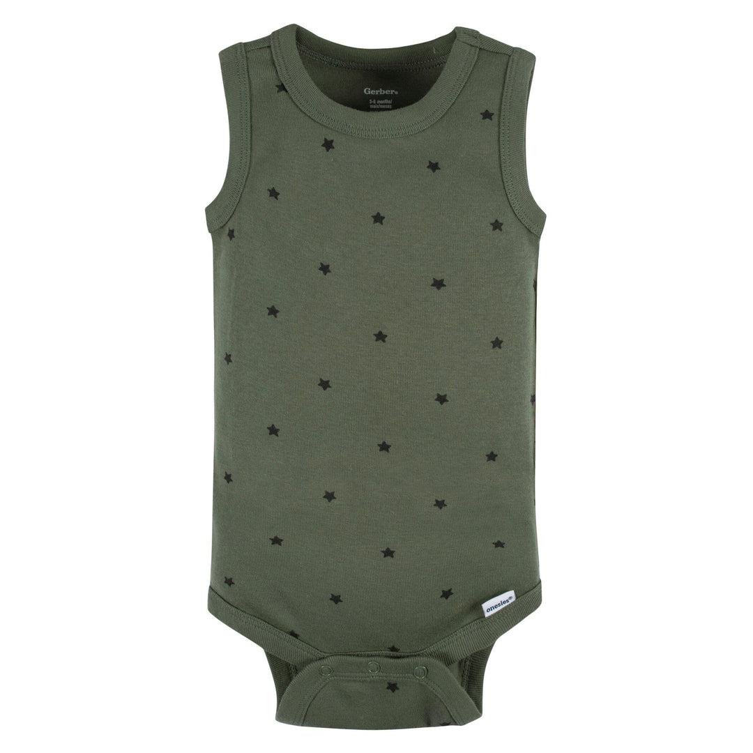 5-Pack Baby Boys Green Stars Sleeveless Onesies® Bodysuits