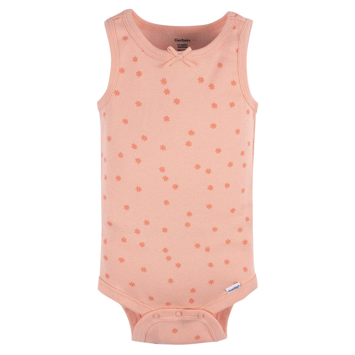5-Pack Baby Girls Orange Flowers Sleeveless Onesies® Bodysuits