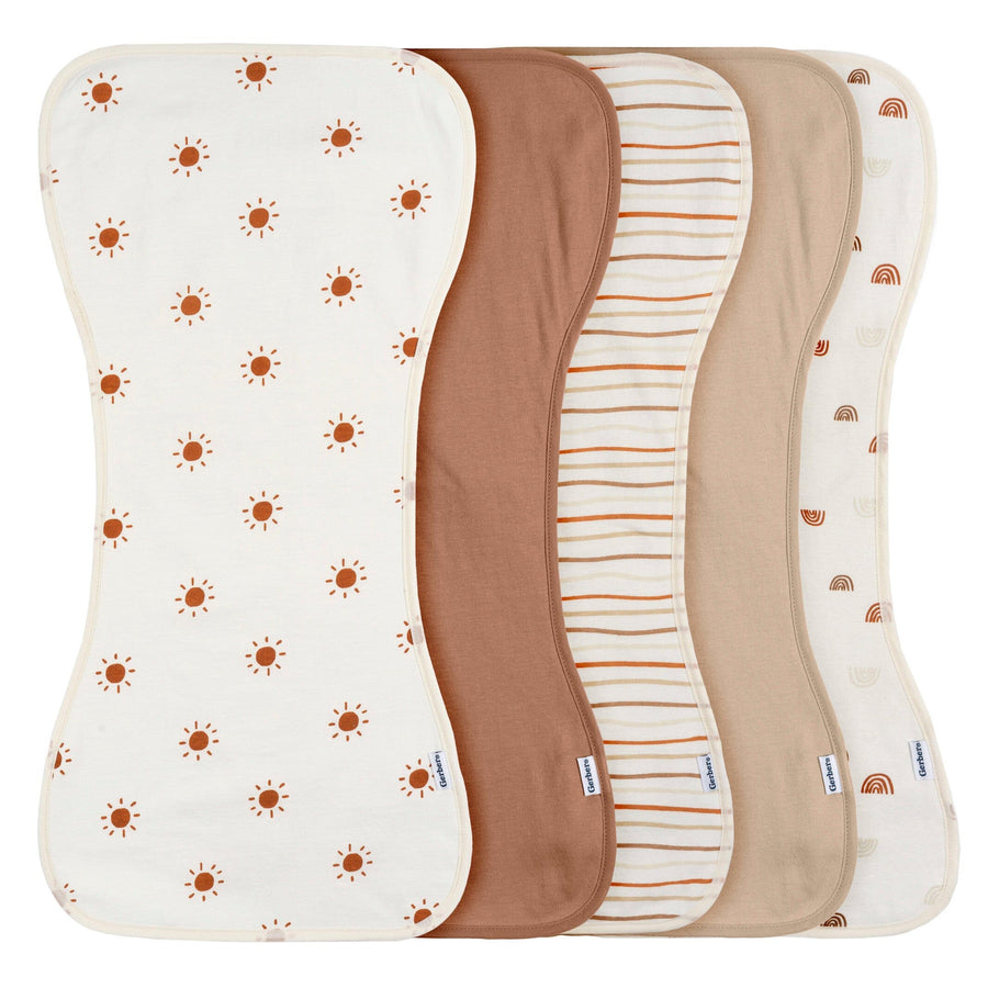 5-Pack Baby Neutral Rust Tan Burpcloth