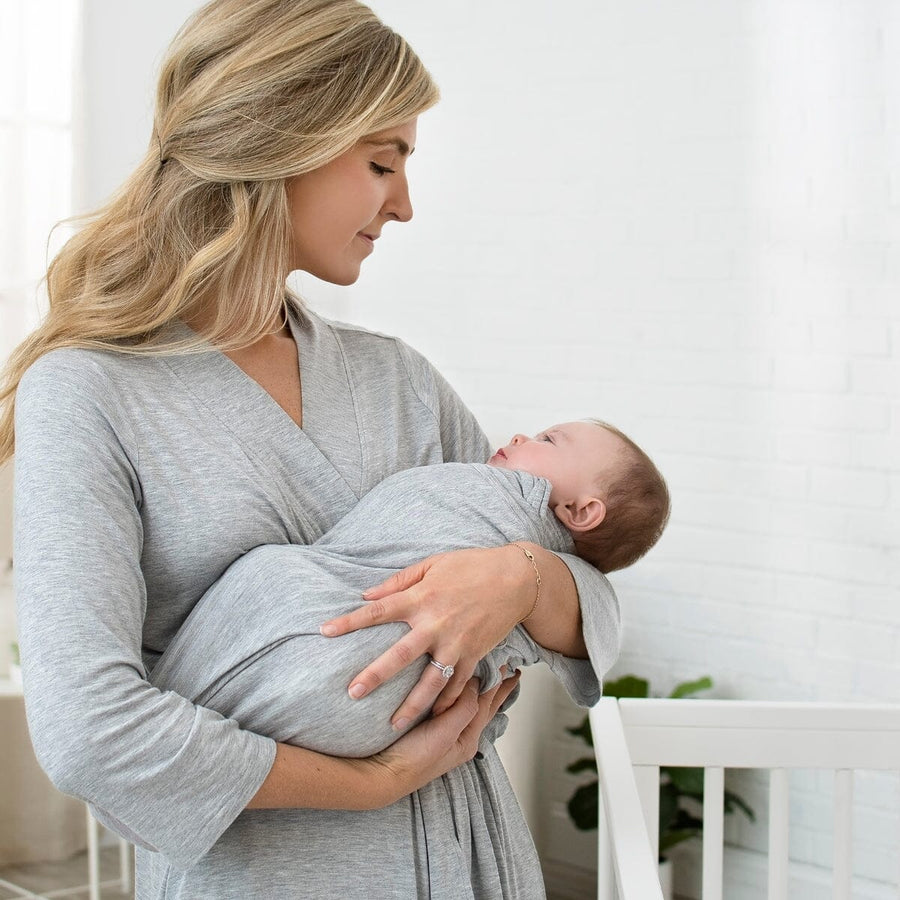 2-Piece Mommy & Me Gray Robe & Swaddle Set