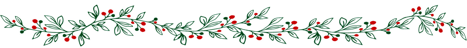 Decorative holly graphic image with holly and berries.