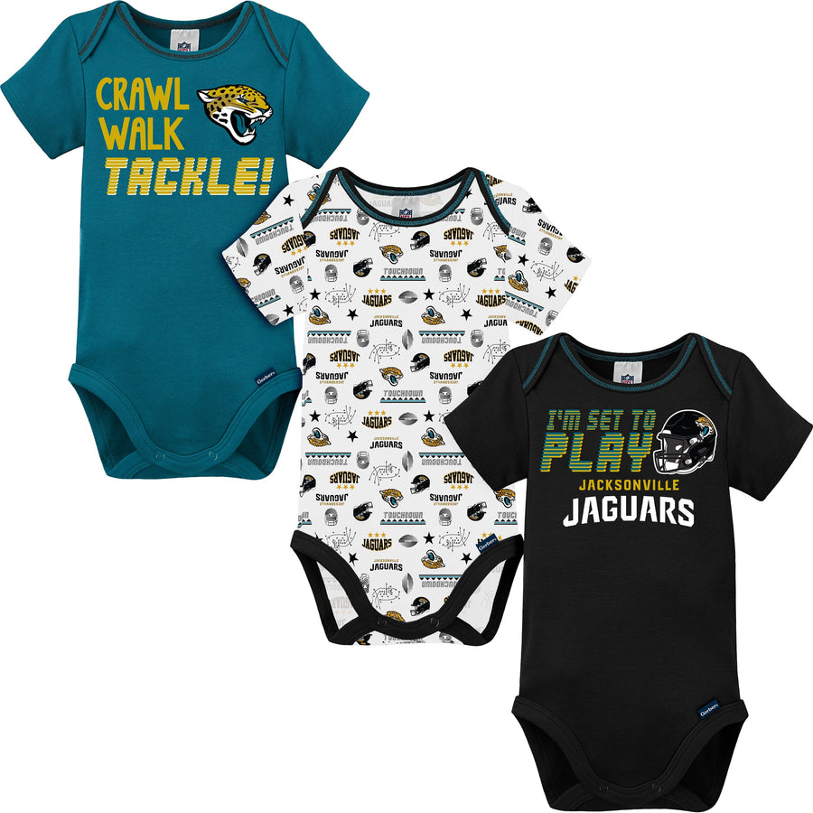 3-Pack Baby Boys Jaguars Short Sleeve Bodysuits