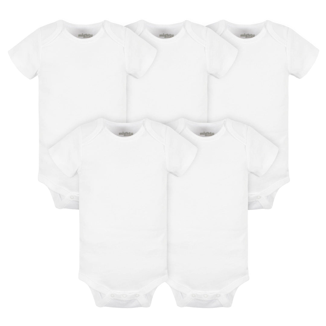 5-Pack Baby Neutral White Short Sleeve Bodysuits