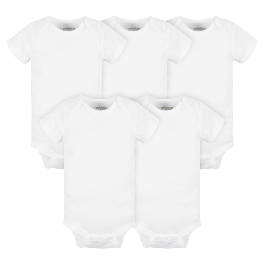 5-Pack Baby Neutral White Short Sleeve Bodysuits