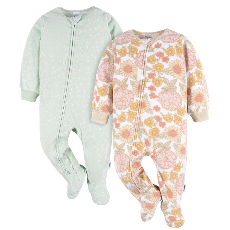 2-Pack Baby & Toddler Girls Pink Floral Fleece Pajamas