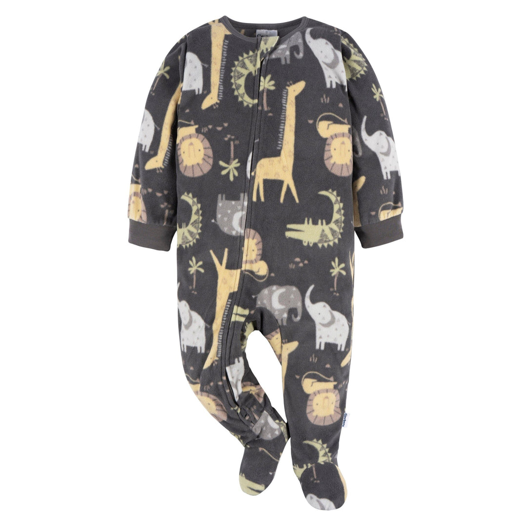 2-Pack Baby & Toddler Neutral Safari Fleece Pajamas