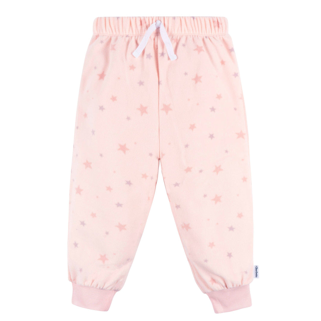 2-Piece Infant & Toddler Girls Pink Stars Fleece Pajamas