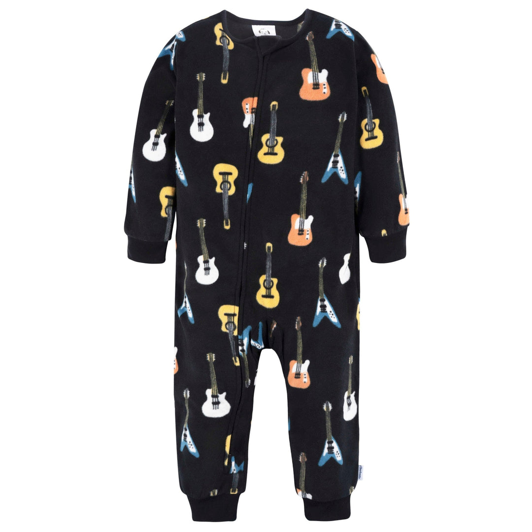 3-Pack Infant & Toddler Boys Skateboard/Guitars Footless Fleece Pajamas