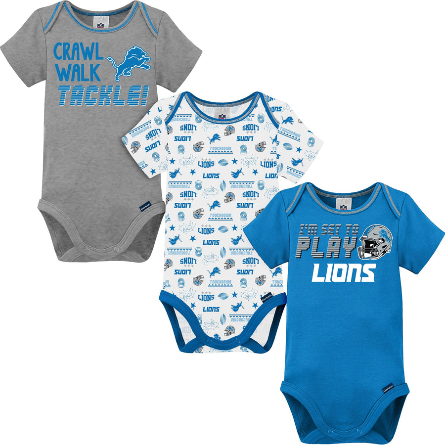 3-Pack Baby Boys Lions Short Sleeve Bodysuits