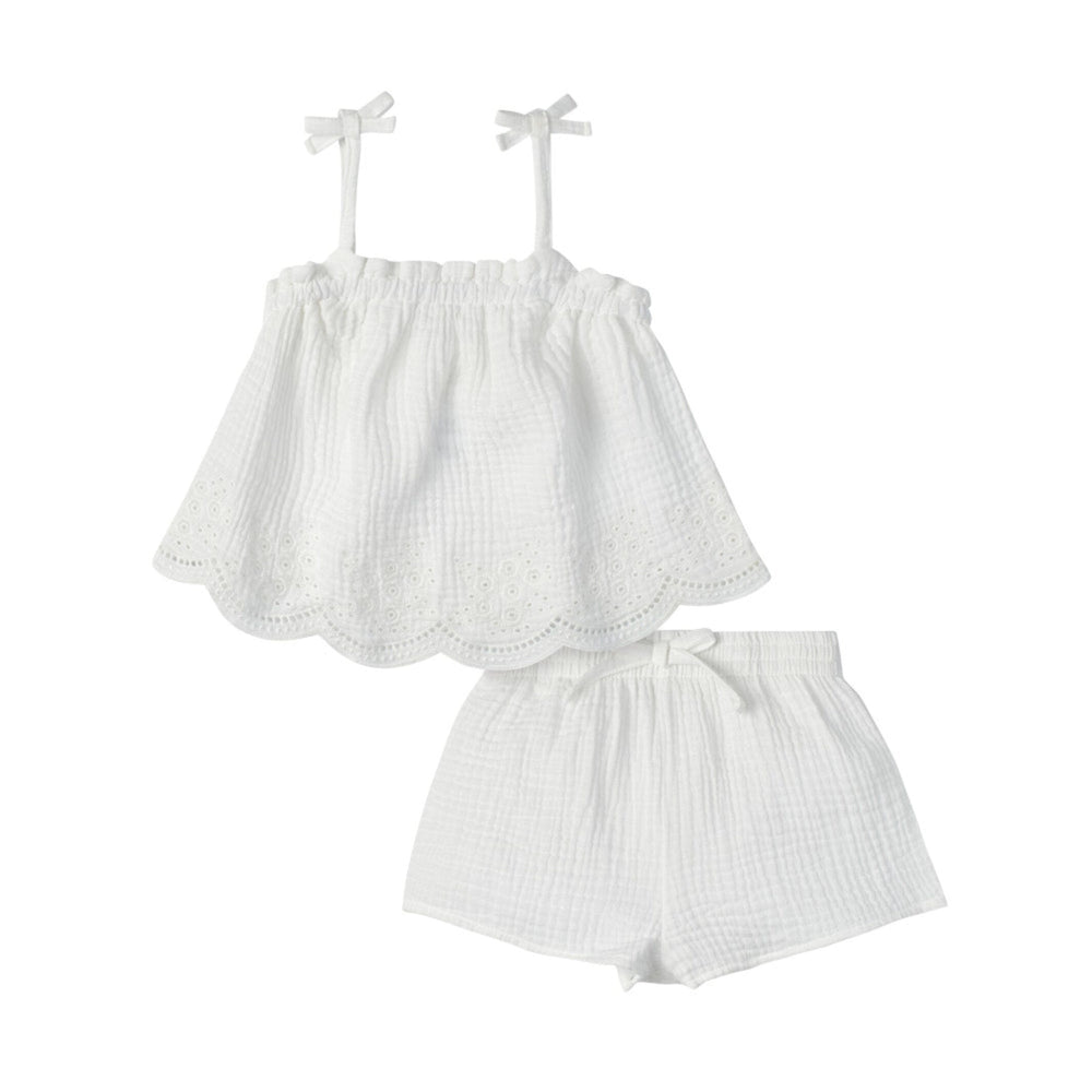2-Piece Infant & Toddler Girls Ivory Top & Short Set