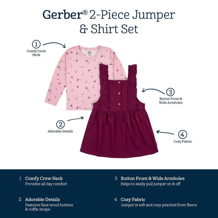 2-Piece Infant & Toddler Girls Purple Floral Jumper & Top Set