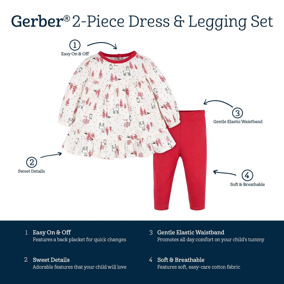 2-Piece Baby & Toddler Girls Winter Scene Dress & Legging Set