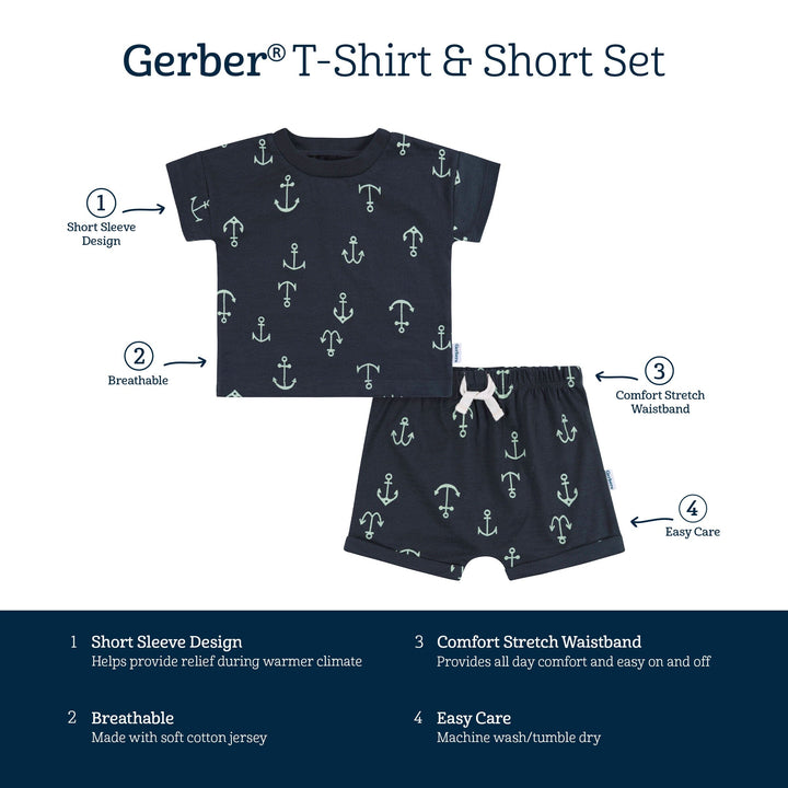 2-Piece Baby Boys Anchor T-Shirt and Shorts