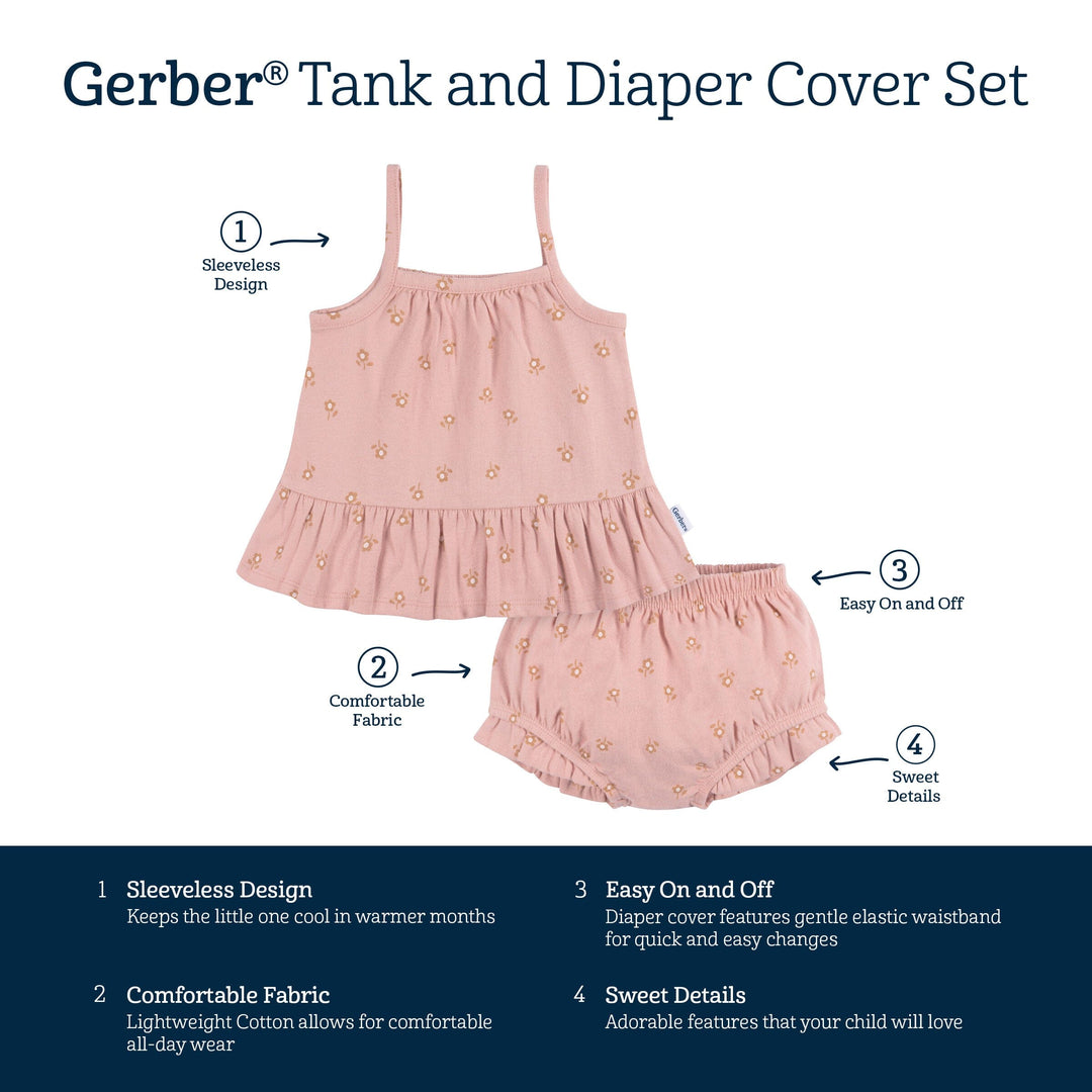 2-Piece Baby Girls Poppies Tank Top and Diaper Cover Set