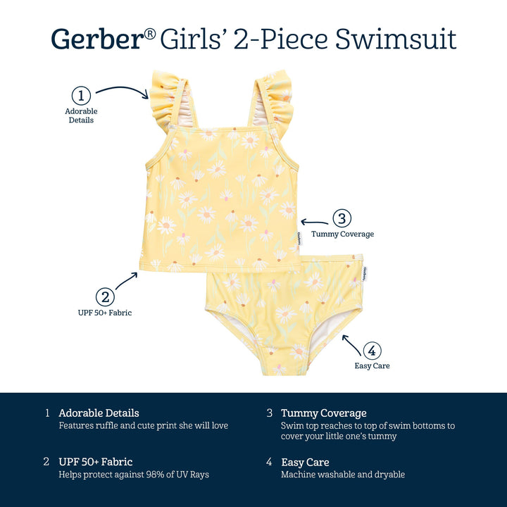 2-Piece Toddler Girls Daises Swimsuit