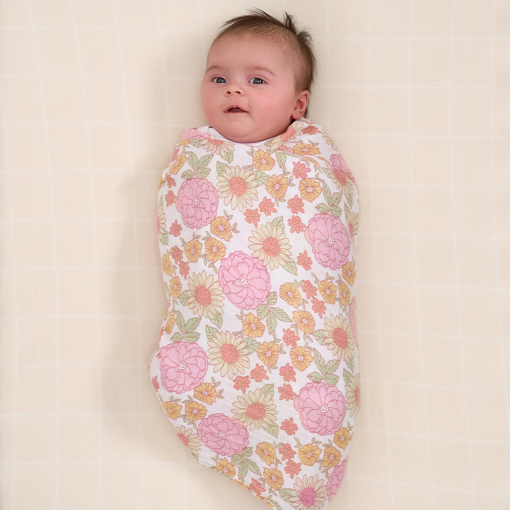 2-Pack Baby Girls Retro Floral Muslin Blanket