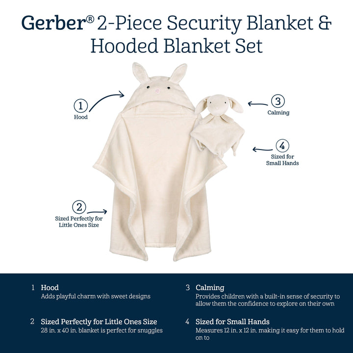 2-Pack Baby Girls Retro Floral Hooded Wearable Blanket & Security Blanket Set